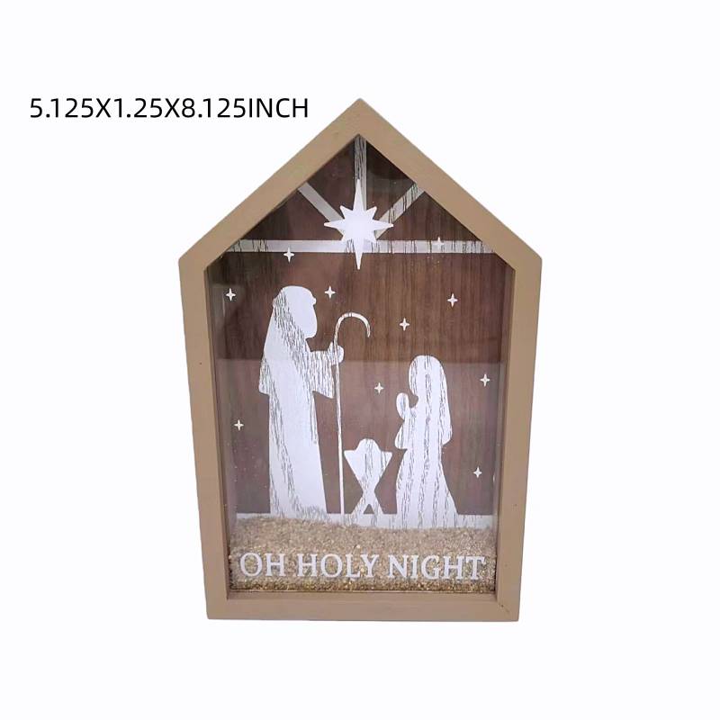 Oh Holy Night Wooden Nativity Shadow Box Decor