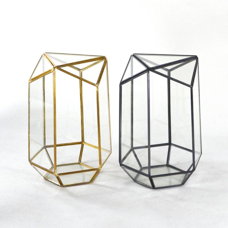 Ensemble de cadres géométriques en métal et verre pour terrarium